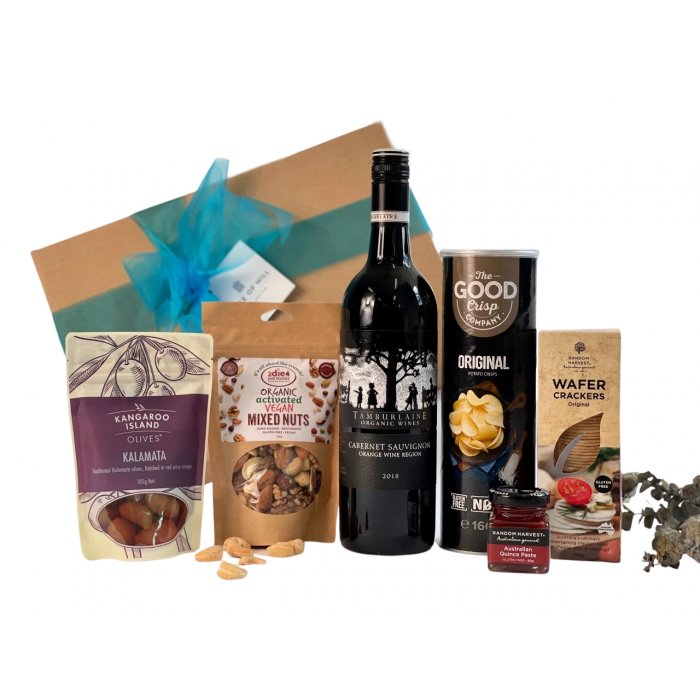 Organic Premium Red Wine & Savoury Treats Gift Hamper