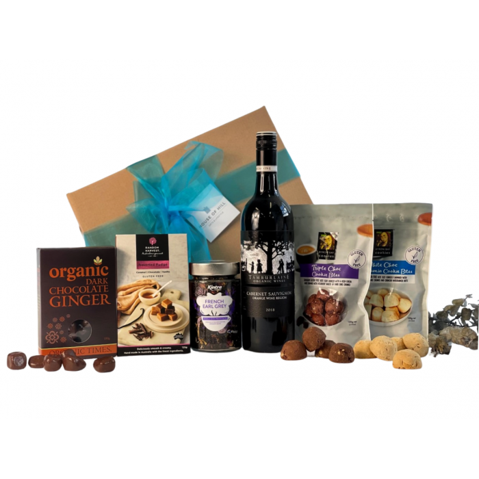 Organic Premium Red Wine & Sweet Treats Gift Hamper