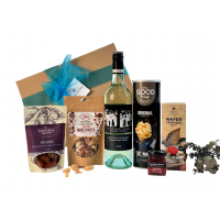 Organic Premium White Wine & Savoury Treats Gift Hamper