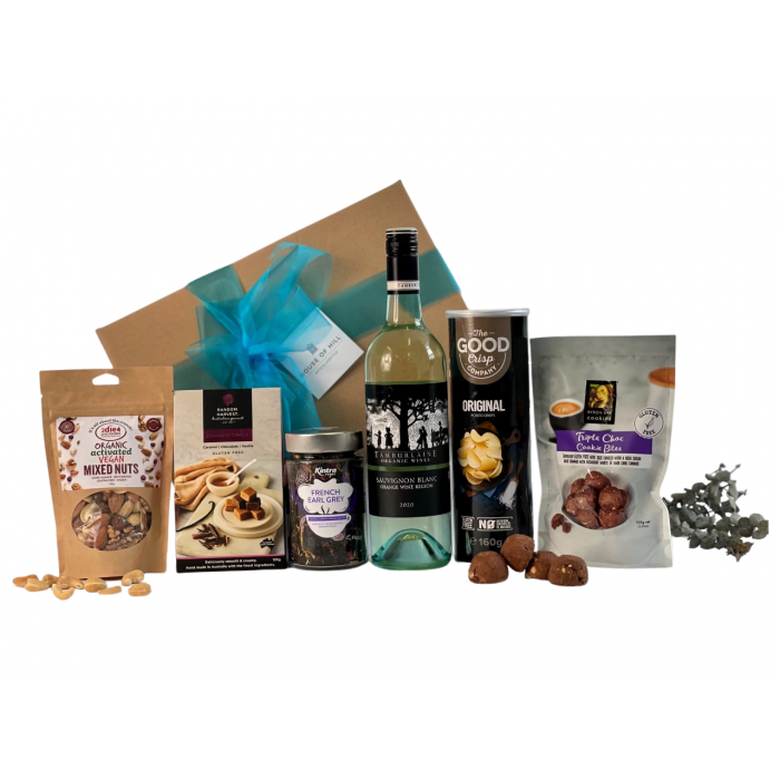Organic Premium White Wine & Snacks Gift Hamper (Small)