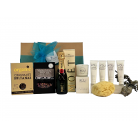 Pamper Hamper with Mini Champagne, Candle & Natural Bath Essentials