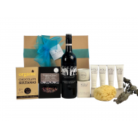 Pamper Hamper with Organic Red Wine, Candle & Natural Bathroom Essentials