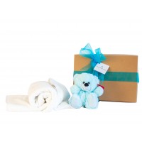Baby Gift Hamper with Soft Plush Teddy Bear (Blue)
