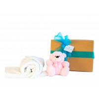 Baby Gift Hamper with Soft Plush Teddy Bear (Pink)