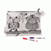 Scribbla Colouring In Pencilcase and Fabric Pen Set 'Owls'